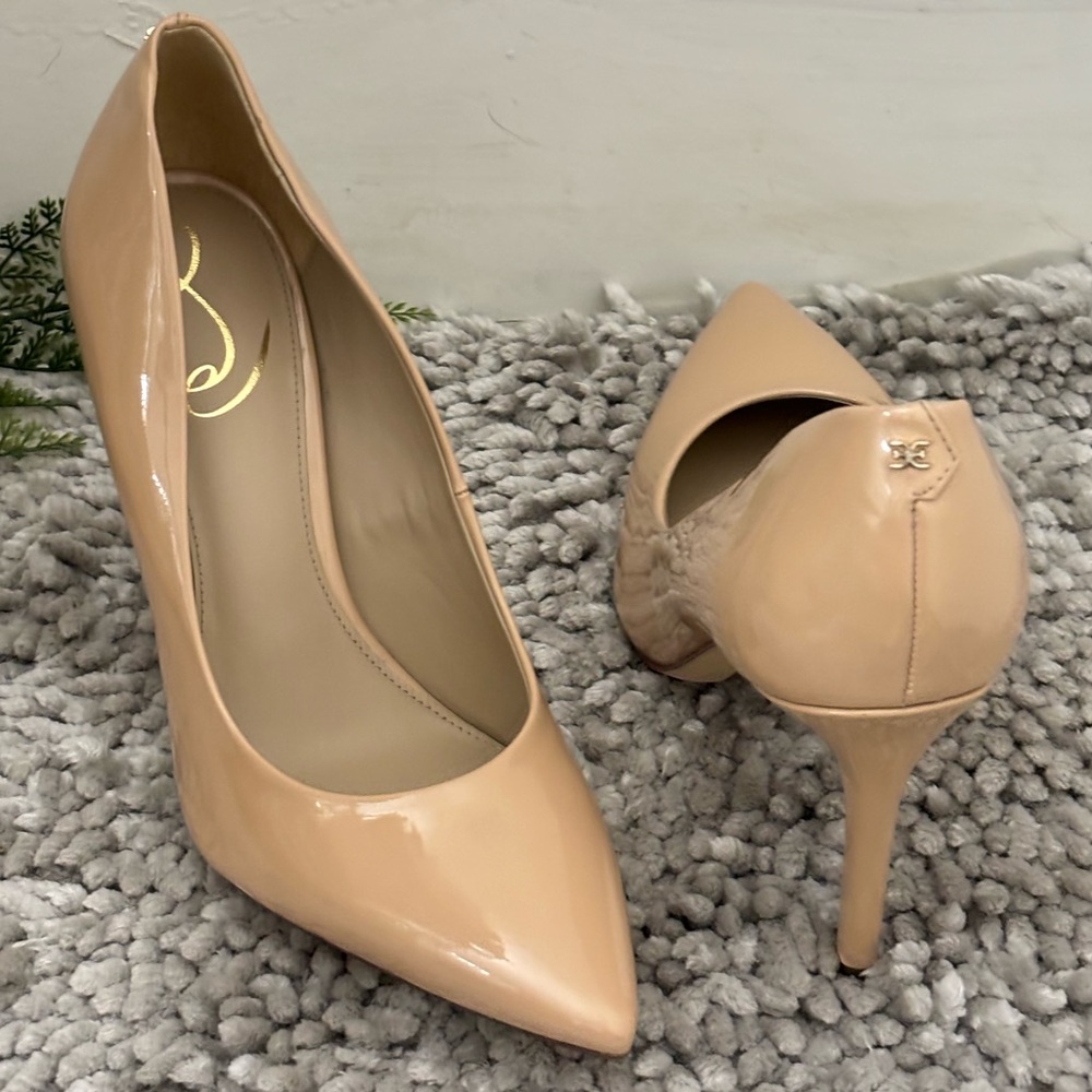 Sam Edelman Beige Patent Leather Heels